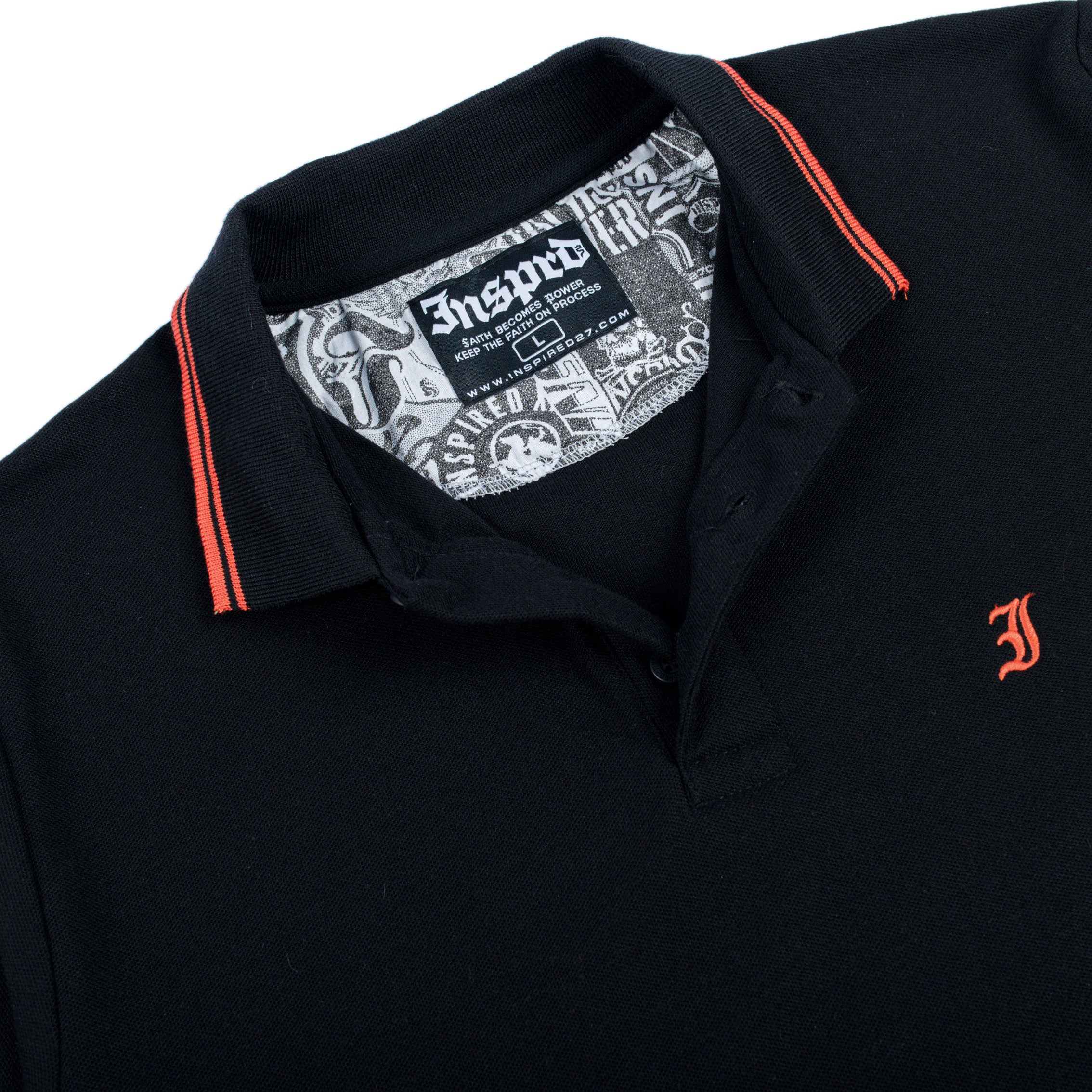 Inspired27 Polo Shirt - Root PL Stripe Or | Black